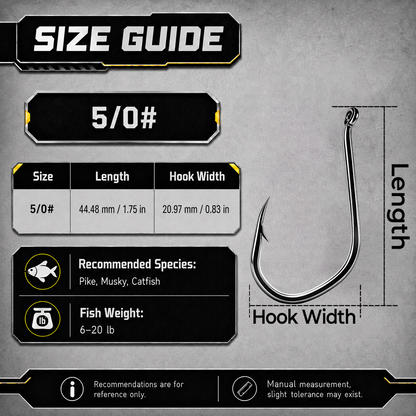 9KM Big Game Fishing Hook 20pcs Heavy Duty V-Bend Hook Strong Large Hook Saltwater Fishing