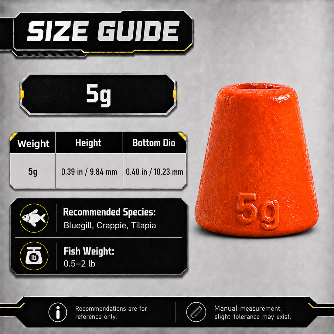 9KM Fishing Weight Sinker for Stinger Rig 1pcs UV Orange Fishing Lead Cone Shaped