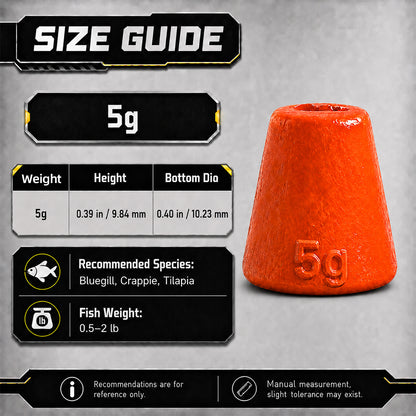 9KM Fishing Weight Sinker for Stinger Rig 1pcs UV Orange Fishing Lead Cone Shaped