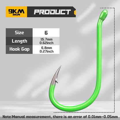 9KM Fishing Octopus Hook 25-100pcs Luminous Fishing Hook Offset Heavy Duty Live Bait Hook