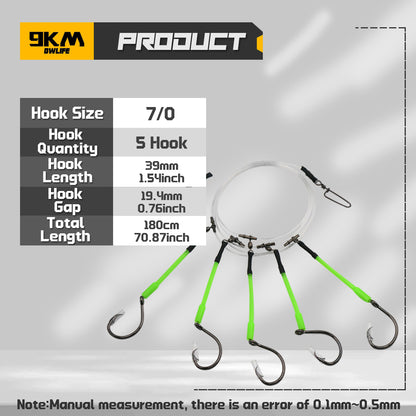 Deep Drop Snapper Rig Pre-Rigged Rigs Snapper Bottom Rig with Glow Tubes Circle Hook