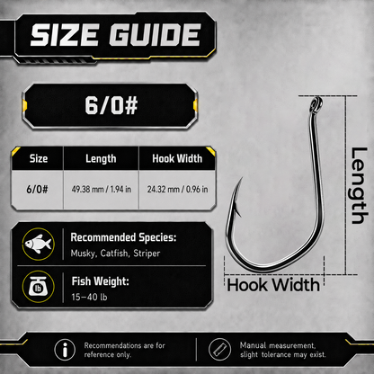 9KM Big Game Fishing Hook 20pcs Heavy Duty V-Bend Hook Strong Large Hook Saltwater Fishing