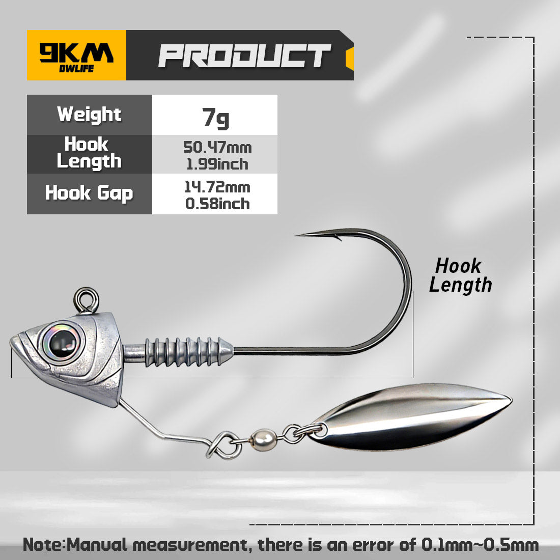 Underspin Jig Heads Hook 6pcs Fishing Swimbait Jig Hook with Spinner Blade