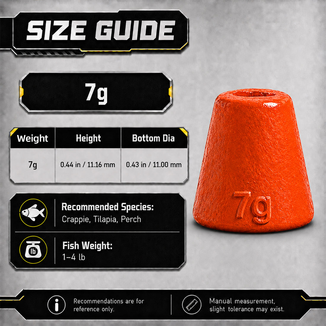 9KM Fishing Weight Sinker for Stinger Rig 1pcs UV Orange Fishing Lead Cone Shaped
