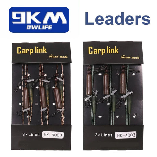 9KM Carp Fishing Accessories 3Pcs Helicopter Chod Leader Carp Leader Heli Rig Carp Fishing Equipment