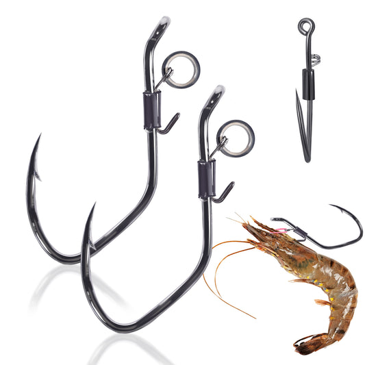 9KM 10Pcs Live Shrimp Hooks Live Catfish Fishing Hook Shrimp Holder Hook High Strength Corrosion Resistant Saltwater Freshwater