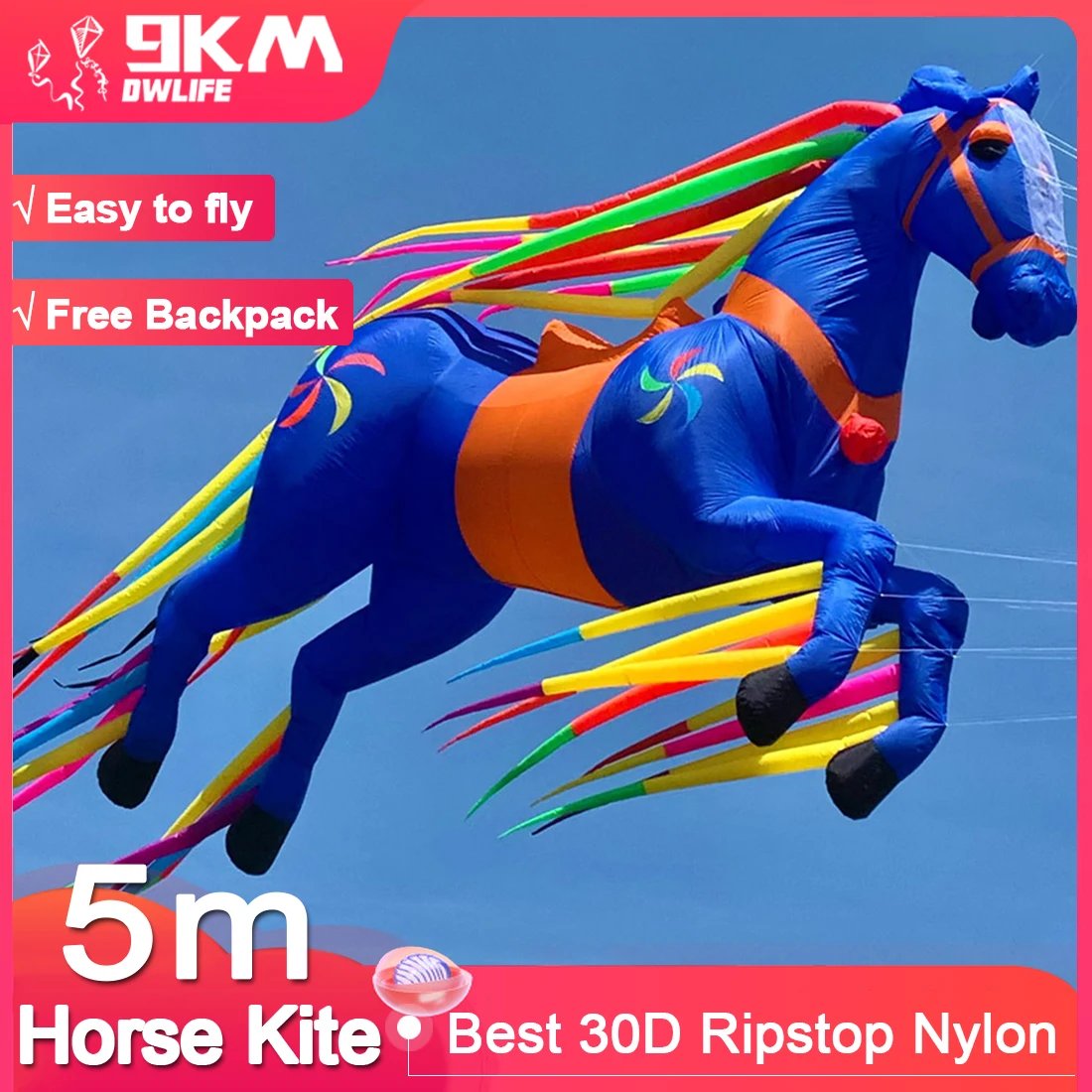 9KM 5m Horse Kite