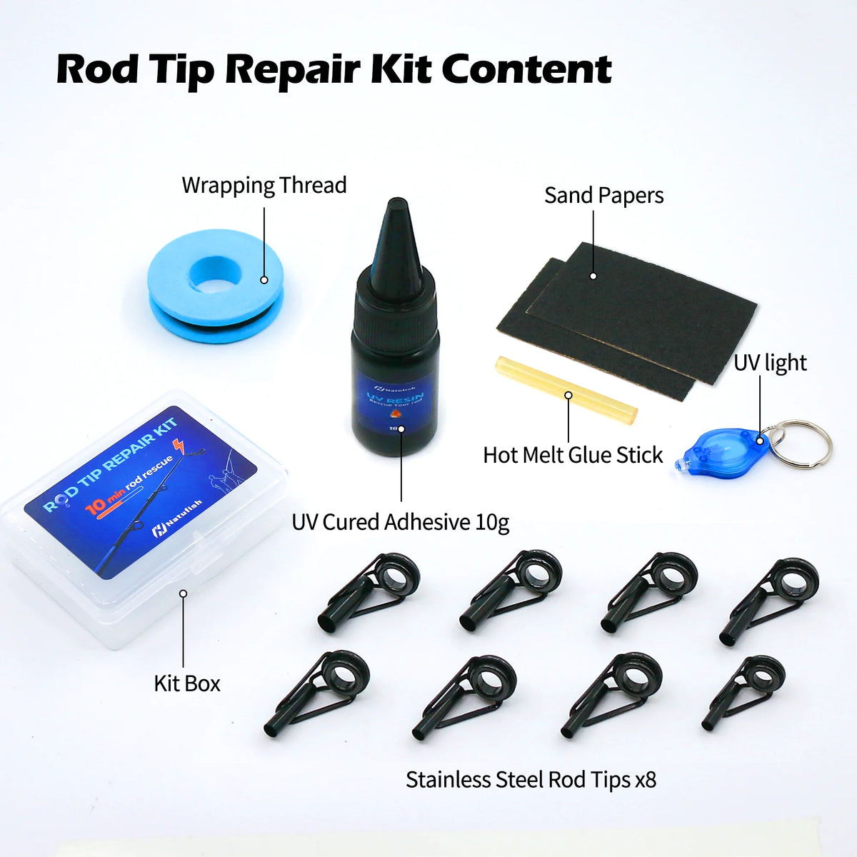 Rod Tip Fix 8Pcs Fishing Rod Tips Repair Kit Thicker Version โ 9km-dwlife