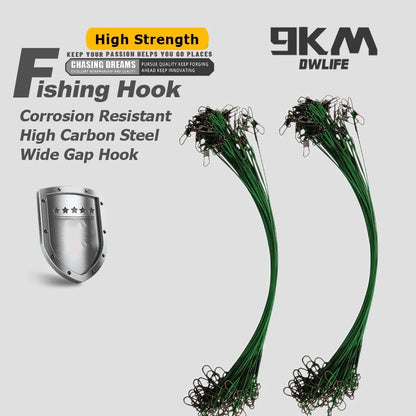 9KM Anti Bite Steel Fishing Line, Wire Leader with Swivel