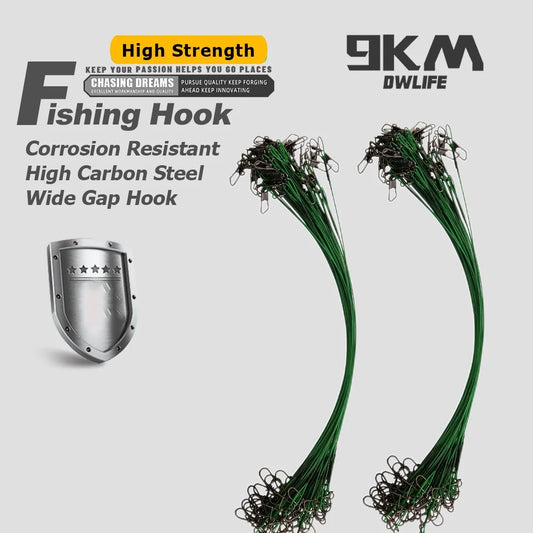 9KM Anti Bite Steel Fishing Line, Wire Leader with Swivel