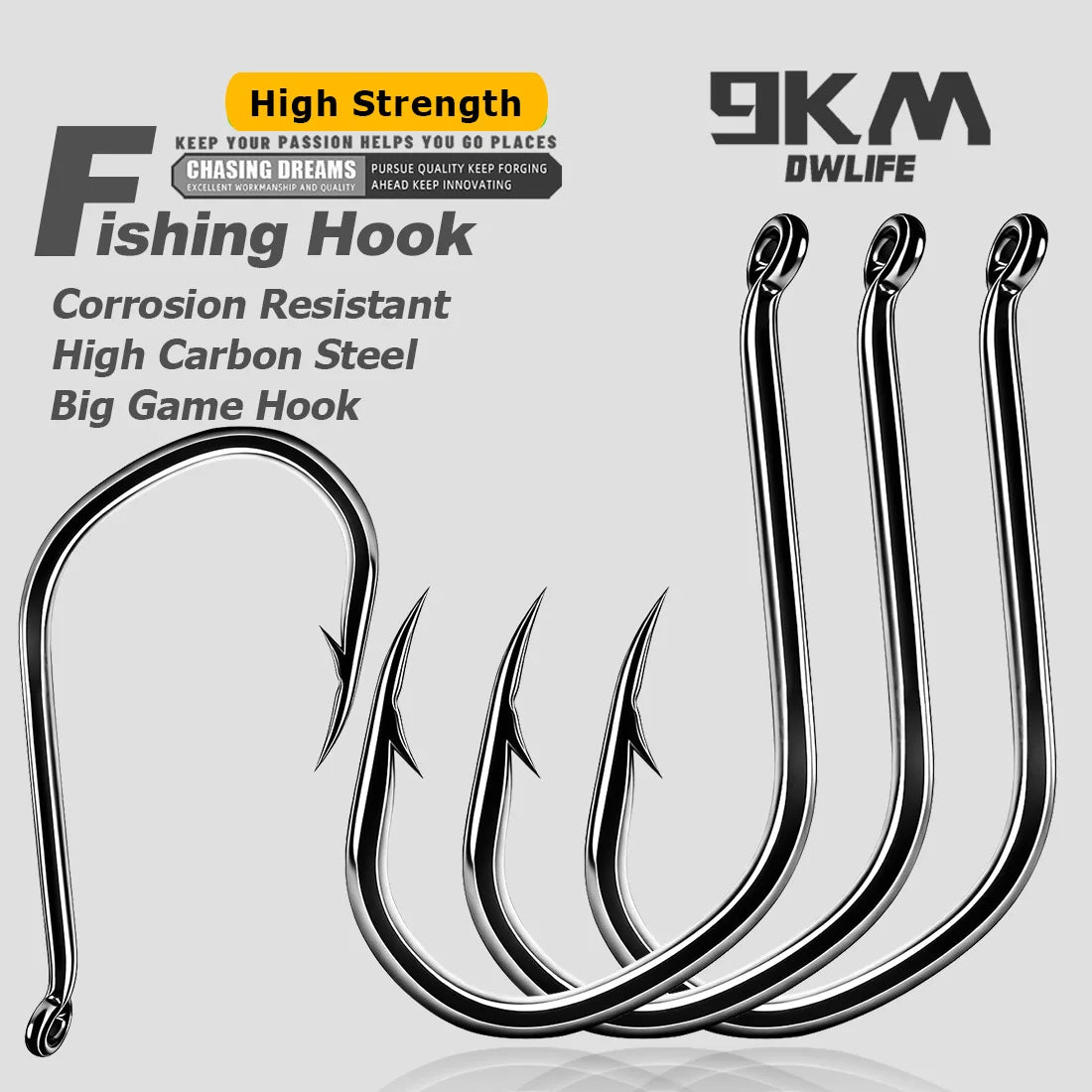 9KM Big Game Fishing Hook 20pcs Heavy Duty V-Bend Hook Strong Large Hook Saltwater Fishing