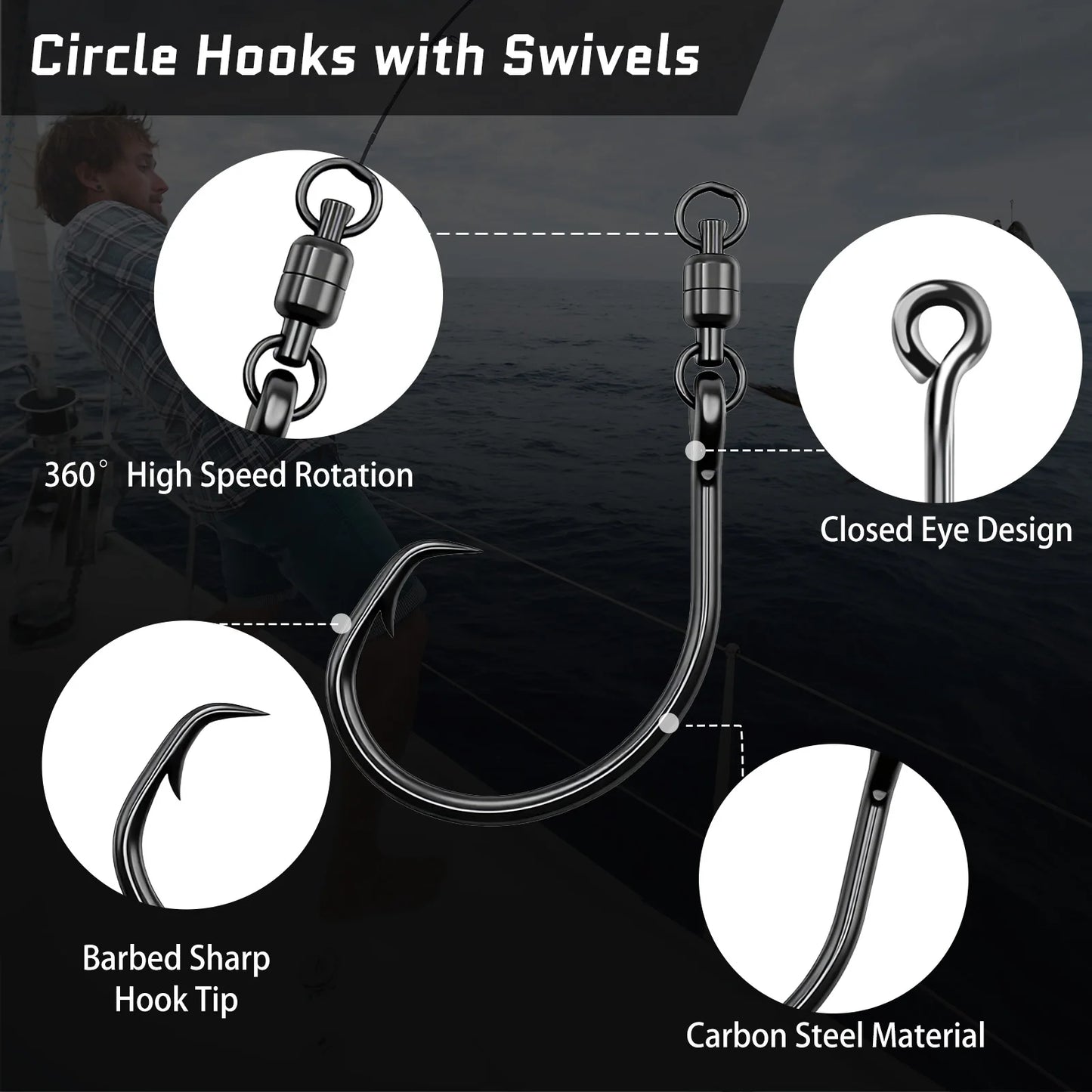  Circle Hooks with Swivels