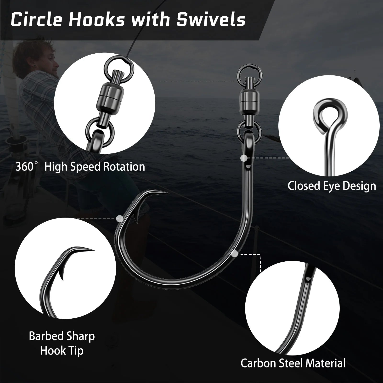  Circle Hooks with Swivels