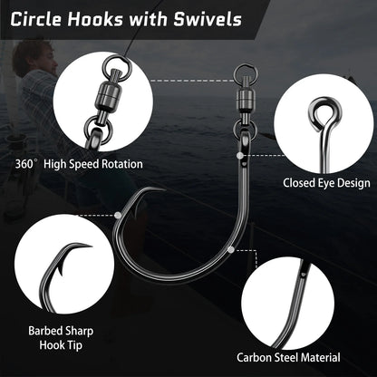  Circle Hooks with Swivels