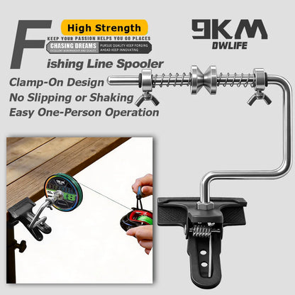 9KM Fishing Line Spooler Portable Fishing Line Winder Machine with Adjustable Tension Control No Line Twist Spooling Station
