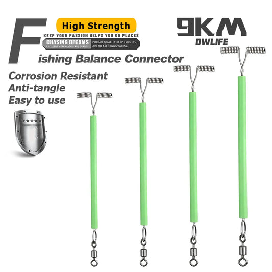 9KM Fishing Lure Line Wire Leader 10pcs Fishing Rigs with Luminous Tube Swivels