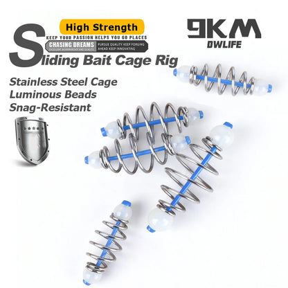 9KM Fishing Sliding Bait Cage Rig 15pcs with Luminous Beads