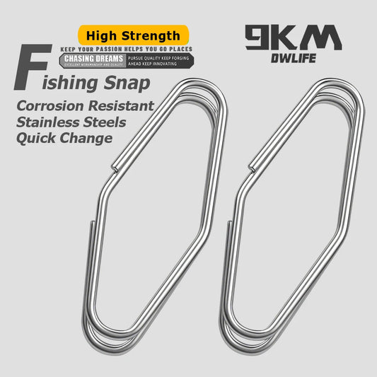 9KM Fishing Snap 50pcs Fishing Power Speed Clip Stainless Steel Snap for Fishing Lure Quick Change Clip