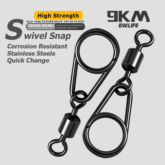 9KM Fishing Swivel Snap 25-50pcs Back Barrel Swivel Snap Heavy Duty Lure Line Connector