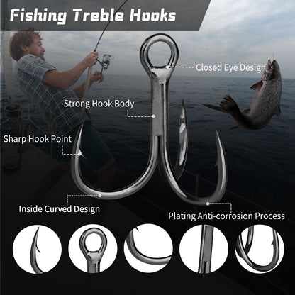 Fishing Treble Hooks Black 
