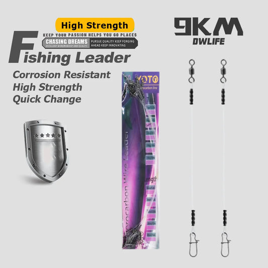 9KM Fluorocarbon Fishing Leader Set with Rolling Snap Swivels