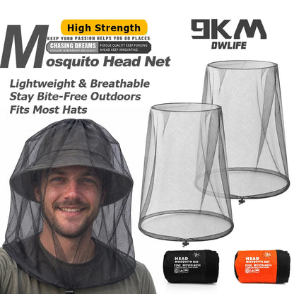 9KM Mosquito Head Net Breathable Bug Protection for Outdoor 2Pcs Mosquito Net with Adjustable Drawstring