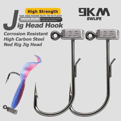 9KM Ned Rig Jig Head Hook 10-20pcs Mushroom Jig Hooks with Welded Wire Bait Keeper