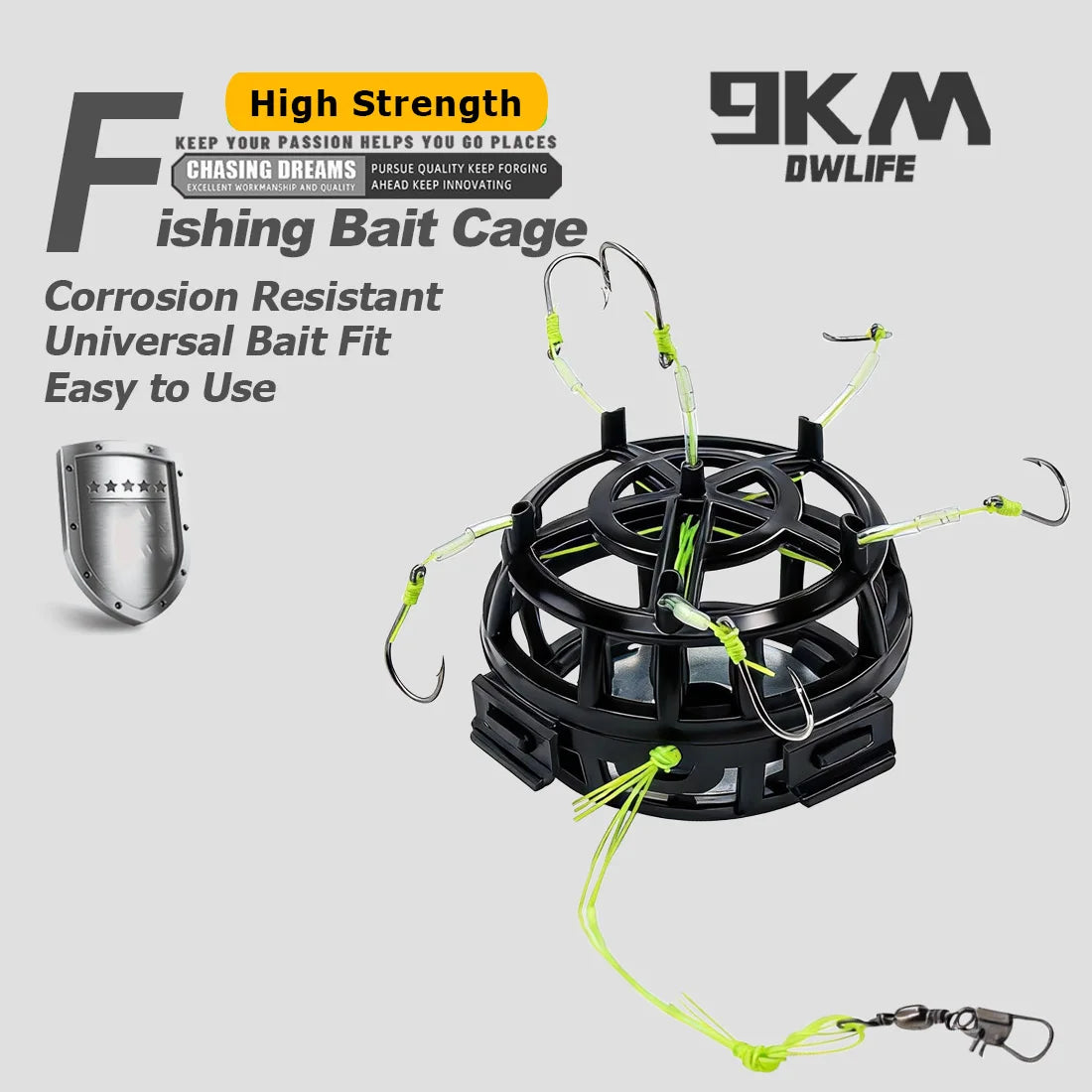 9KM Reverse Bottom Bait Cage with Fishing Hook 1pcs