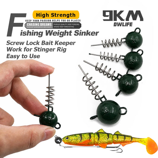 9KM Screw Lock Jigheads Bait Keeper for Stinger Rig 1pcs Fishing Sinker Weight