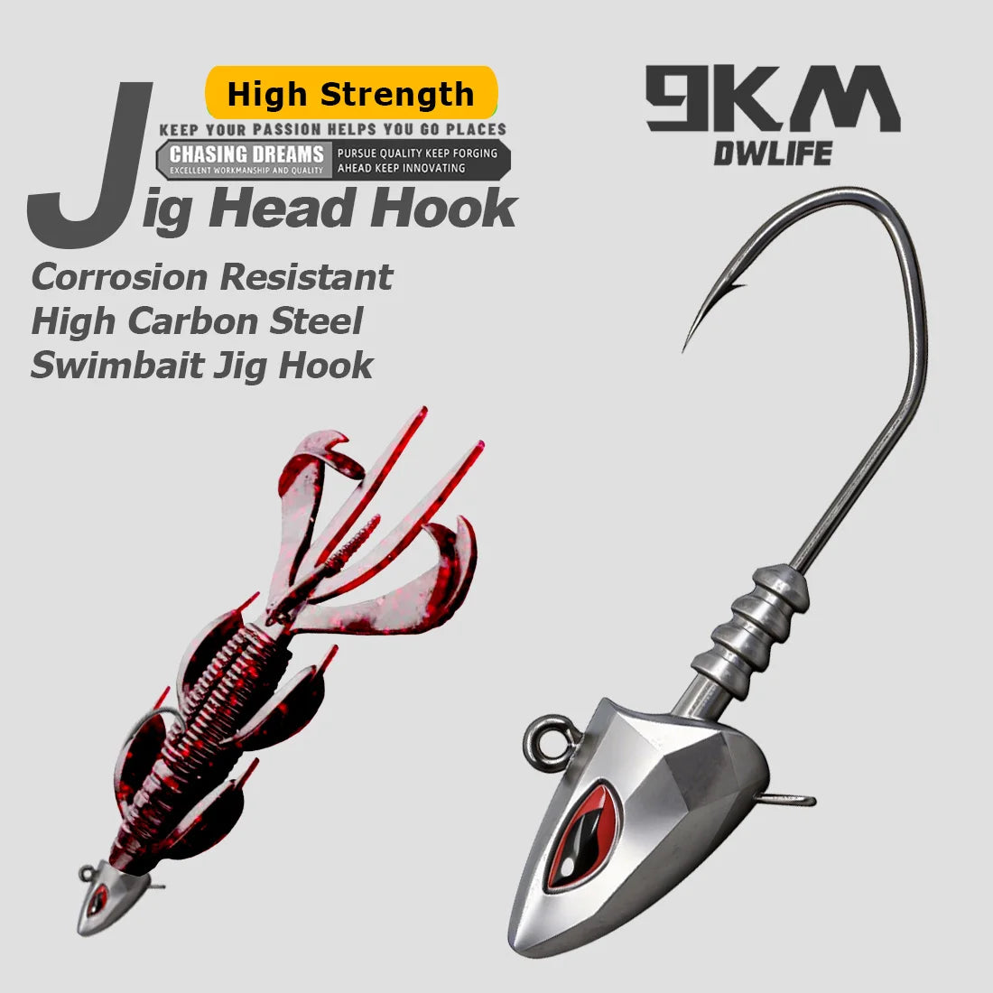 9KM Swimbati Jig Head Hook 5pcs Inshore Offshore Saltwater Jig Heads for Fishing with 3D Red Eyes Hooks