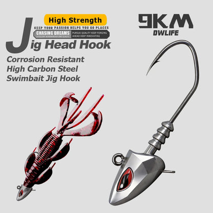 9KM Swimbati Jig Head Hook 5pcs Inshore Offshore Saltwater Jig Heads for Fishing with 3D Red Eyes Hooks