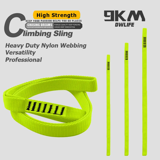 Climbing Sling 3pcs Greem Sling 16mm Nylon Webbing UIAA Certified, 23kN Strength for Rock Climbing Mountaineering