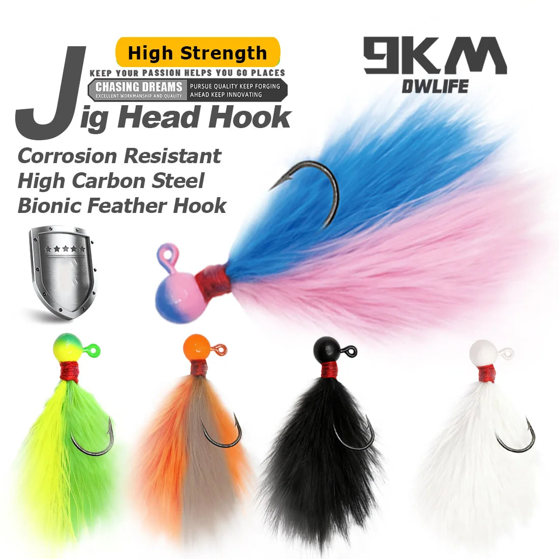 Crappie Fishing Jigs Hook Kit 5pcs Hand-Tied Marabou Jig for Trout Magne