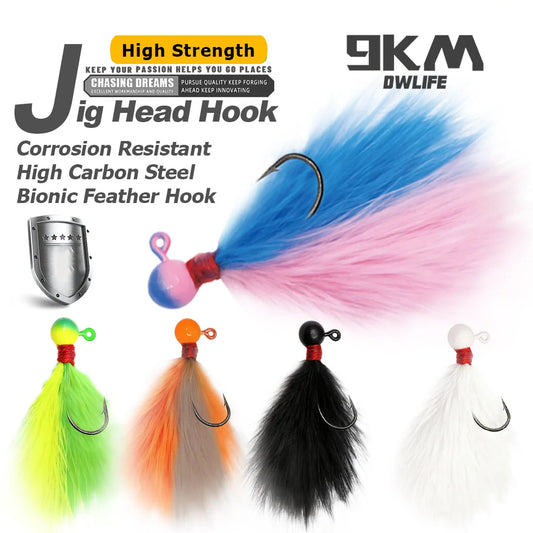 Crappie Fishing Jigs Hook Kit 5pcs Hand-Tied Marabou Jig for Trout Magne