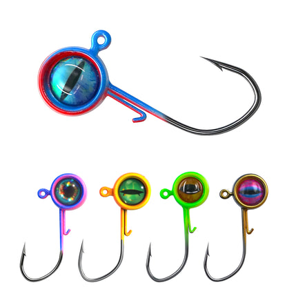 Crappie Jig Heads Hook Swimbait Jig Head 3D Eyes Fishing Hooks with Wire Keeper Lures