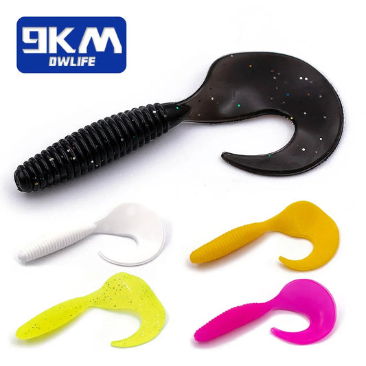 Curly-Tail Swim Bait 15Pcs Grub Worm Silicone Soft Baits