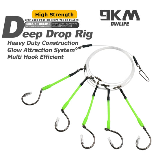 Deep Drop Snapper Rig Pre-Rigged Rigs Snapper Bottom Rig with Glow Tubes Circle Hook