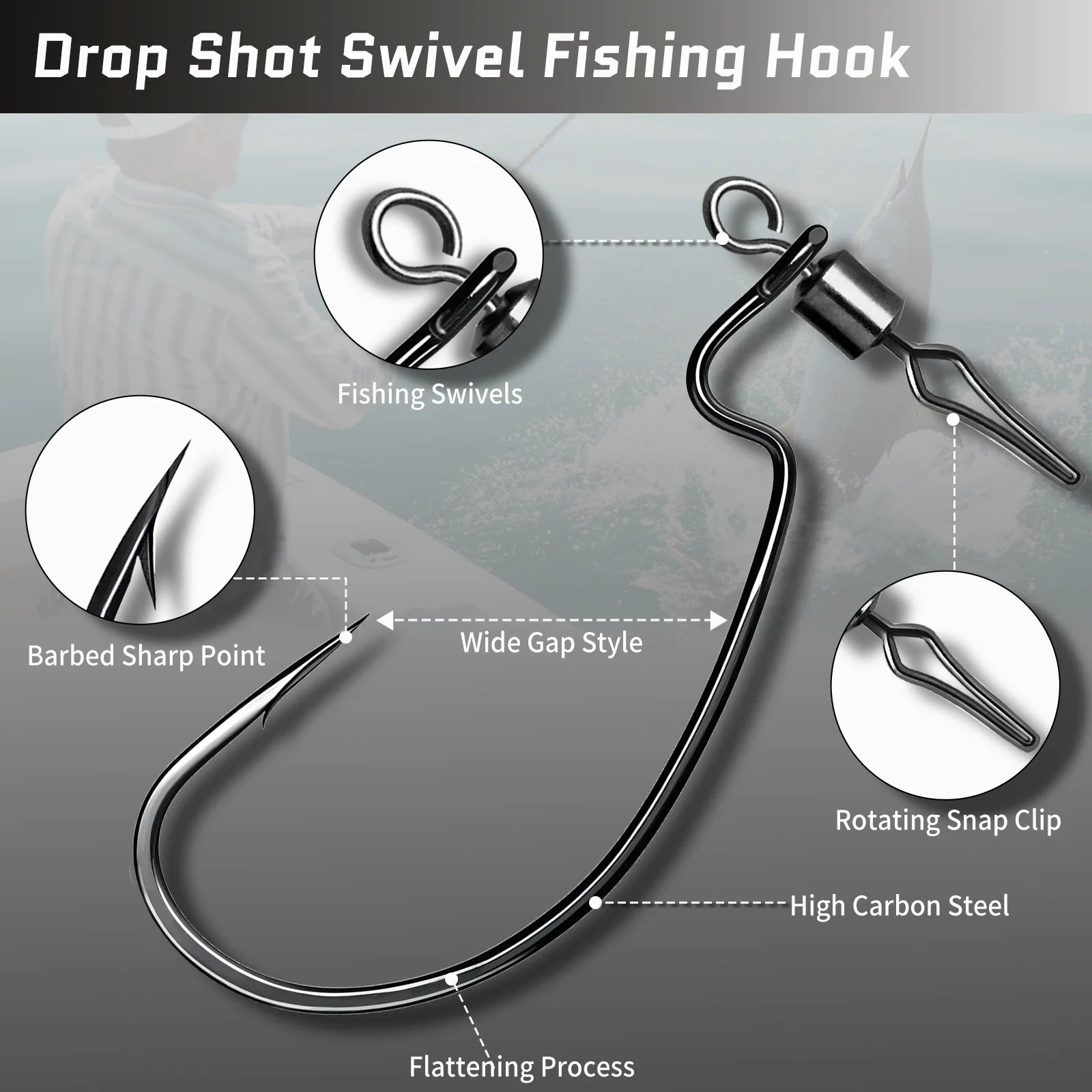  Ewg Drop Shot Hooks with Swivels  Texas Rig