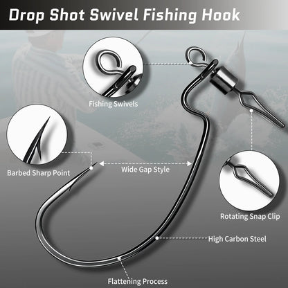  Ewg Drop Shot Hooks with Swivels  Texas Rig
