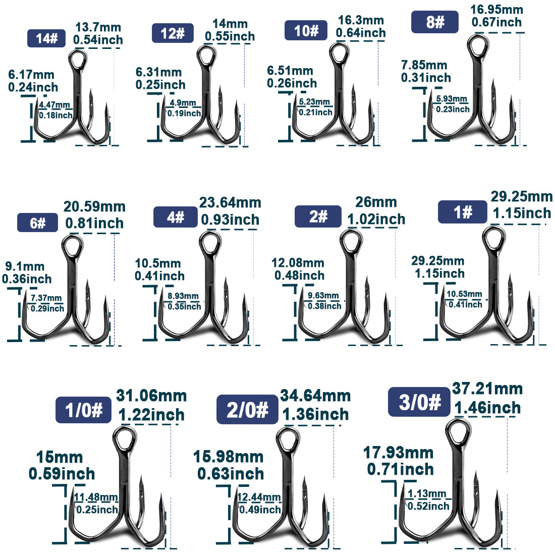 Fishing Treble Hooks 25~100Pcs Triple Hooks Crankbaits Spinners Replacement Fishing Hooks High Carbon Steel Freshwater Saltwater