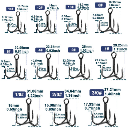 Fishing Treble Hooks 25~100Pcs Triple Hooks Crankbaits Spinners Replacement Fishing Hooks High Carbon Steel Freshwater Saltwater