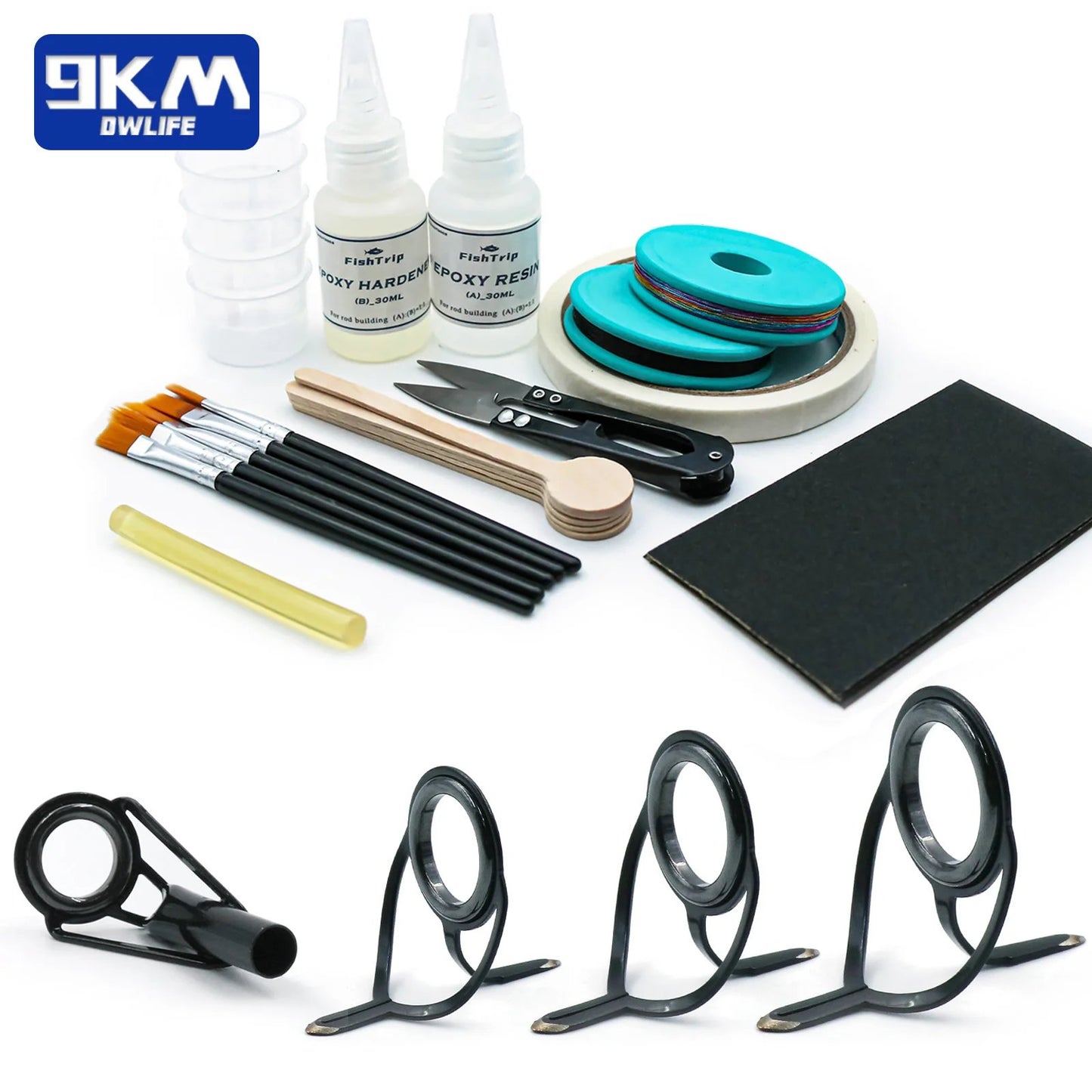 carbonmods fishing pole repair kit Fishing Rod Tips Repair Kit 30pcs Fishing Pole Tips Replacement Kit Ce – 9km-dwlife