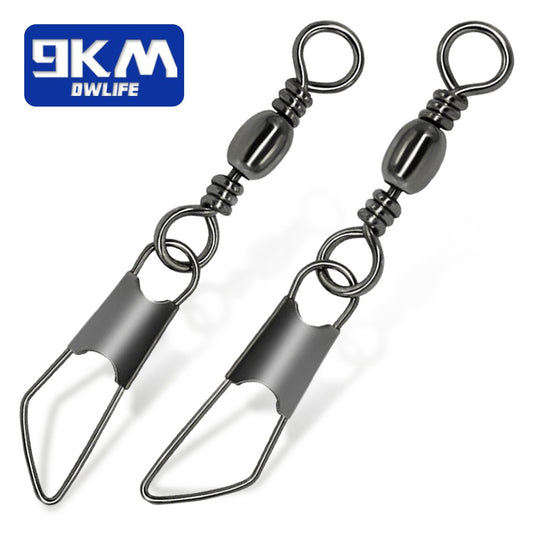 Fishing Barrel Swivel with Safety Snap 50~200Pcs Stainless Steel Saltwater Fishing Swivels Clip Solid Ring Lure Connector Tackle