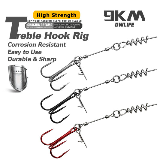 Fishing Treble Hook Rig Set 3pcs Stainless Steel Fishing Rig