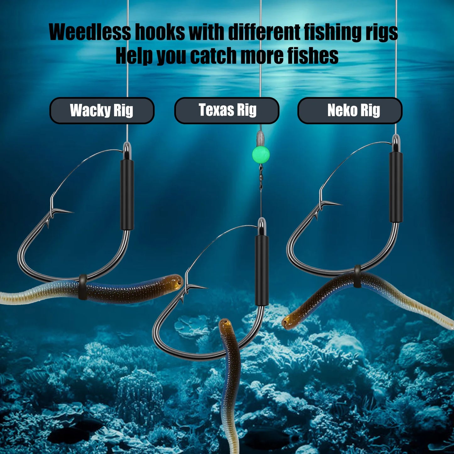  Fishing Weedless Hooks Circle Hook Worm Hook 