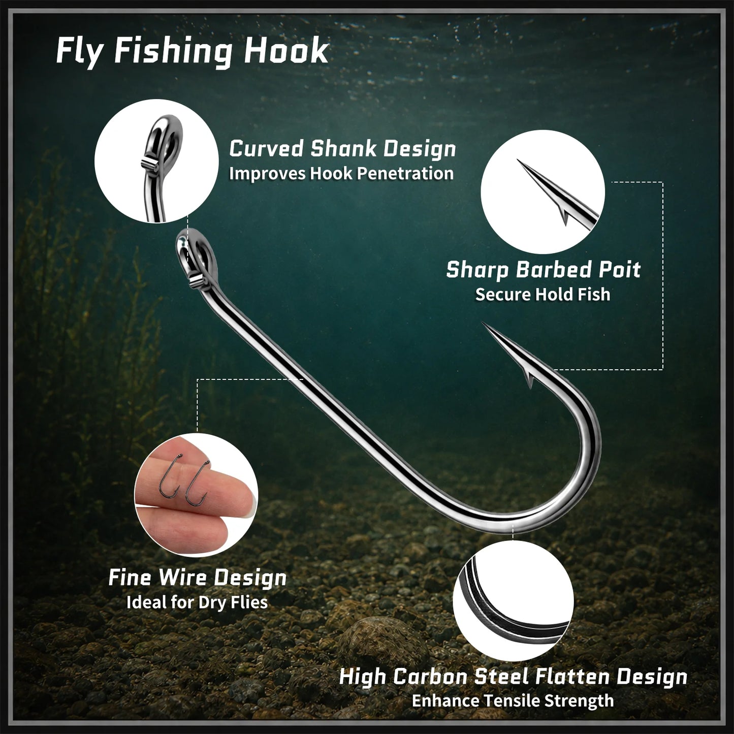 Fly Fishing Hook 25-100pcs Fly Hook for Dry Wet Nymph Streamers Flies Curved Fishing Hook