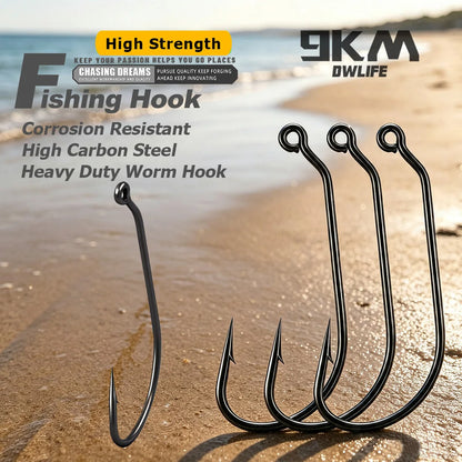 Heavy Duty Worm Hook 25-100pcs EWG Hook for Bass Fishing Soft Worm Plastic Lure Hook