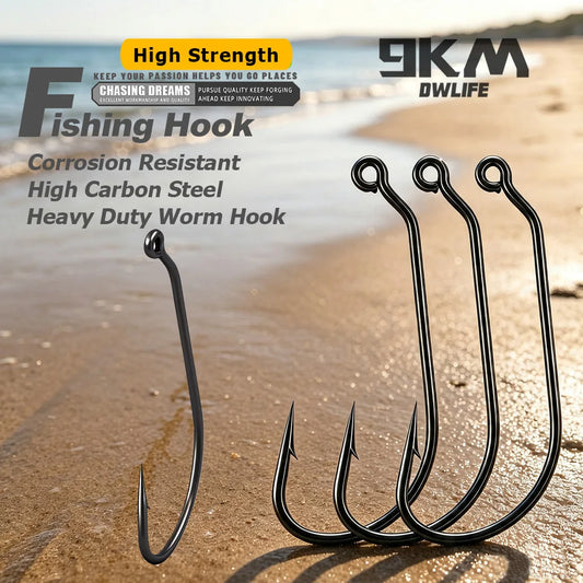 Heavy Duty Worm Hook 25-100pcs EWG Hook for Bass Fishing Soft Worm Plastic Lure Hook
