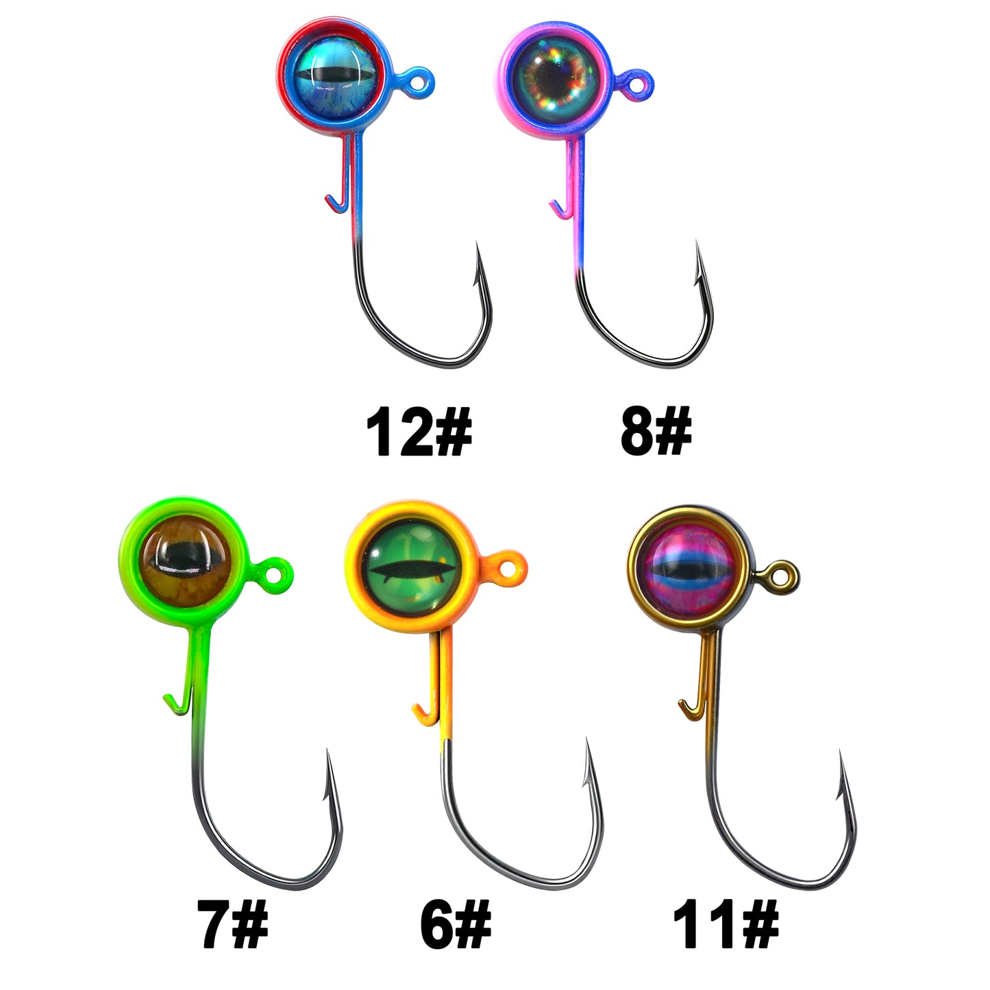  Jig Heads Hook 3D Eyes Fishing Hooks 