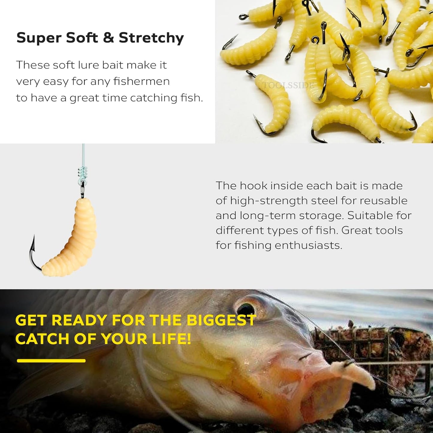 Maggot Baits Fake Bread Worms Fishing Lure 